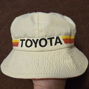 1970's Toyota Cali-Fame Cream Orange And Yellow Bucket Hat Small Stain See Pic